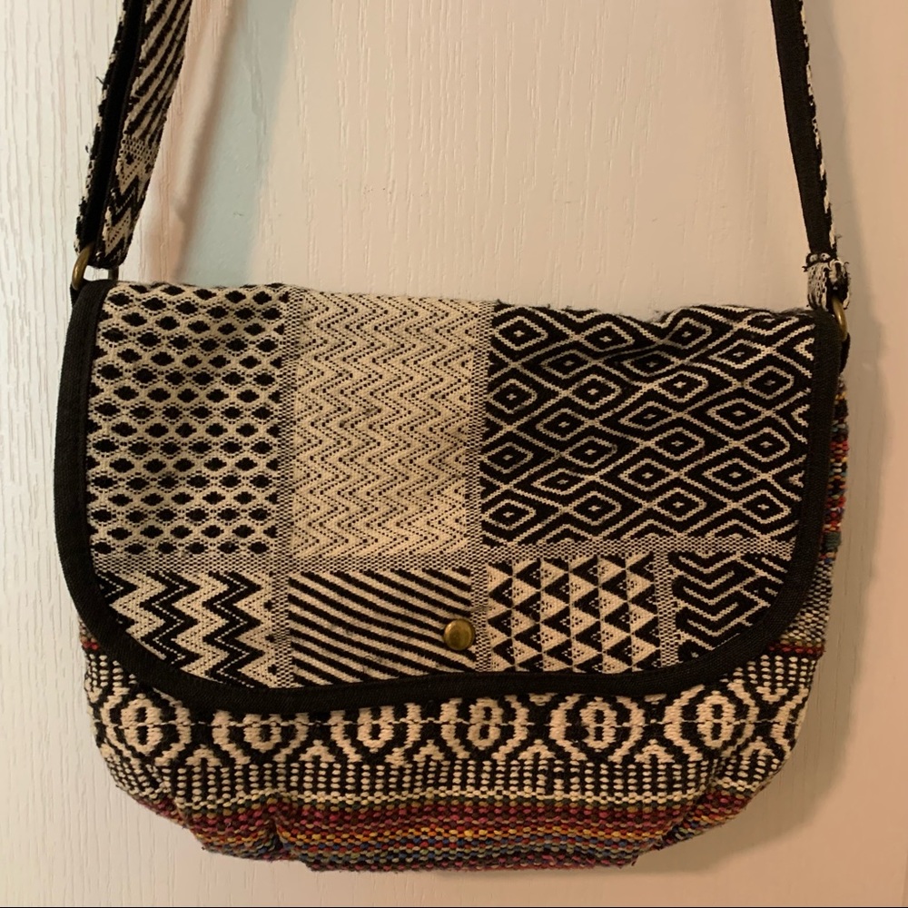 Patchwork / Stripe Tribal Print Crossbody Purse - image 2